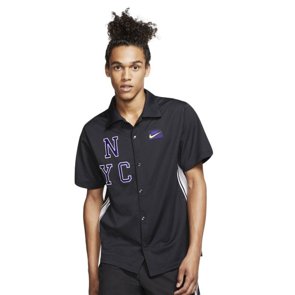 Nike Men's Black Court Challenge Nyc Short Sleeve Tennis Button-Up Shirt Size M